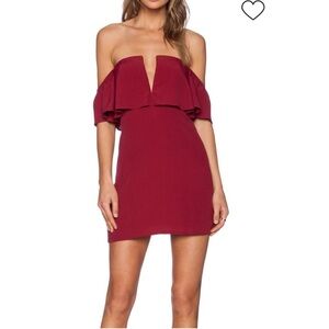NWT Lovers and Friends Primrose Burgundy off the shoulder mini dress